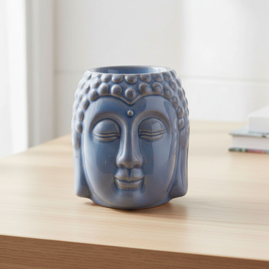 Kominek zapachowy ceramiczny granatowy GŁOWA BUDDY