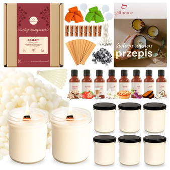 MEGA Zestaw do robienia dużych świec z wosku sojowego 8x350 ml