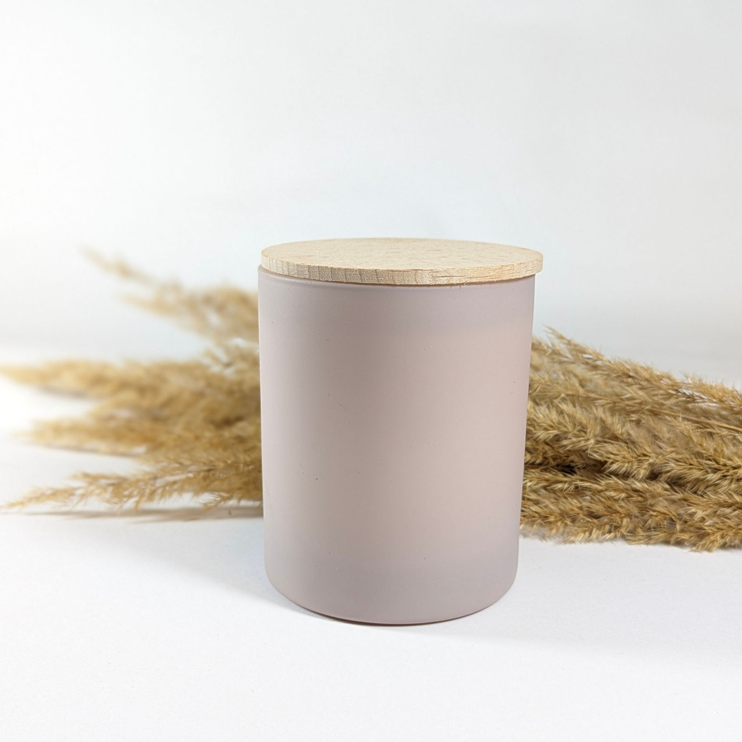 Szklane pojemniki na świece 300 ml różowy mat - 6 szt.