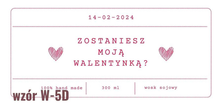 Etykieta na WALENTYNKI naklejka z twoim nadrukiem