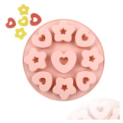 Forma foremka silikonowa do mydła Serca i Gwiazdki 9 szt. GH-FS112