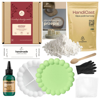Mały zestaw do robienia OKRĄGŁEJ TACKI Z GIPSU polimerowego na PREZENT