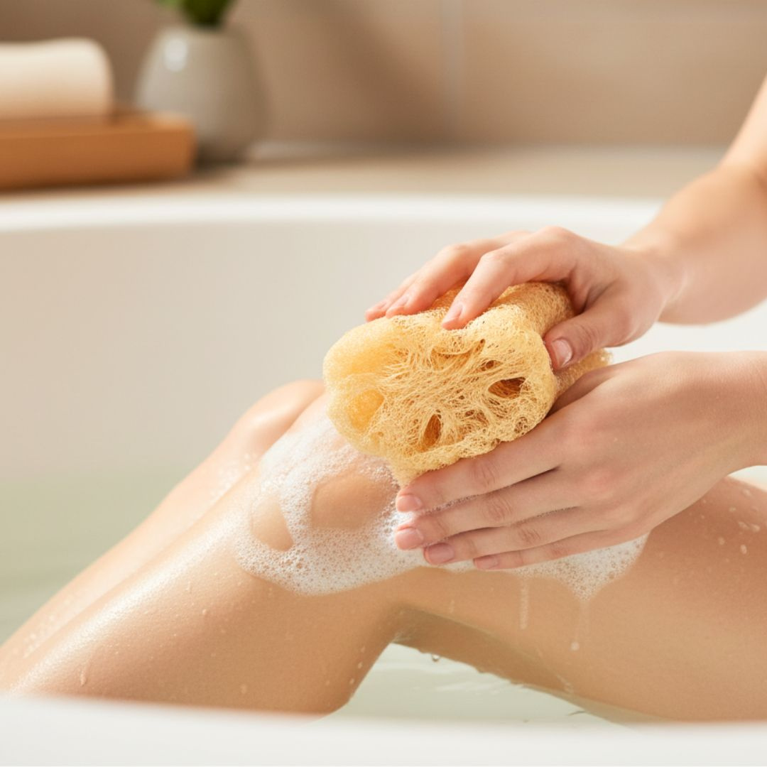 Gąbka Luffa naturalnie peelingująca długa 50-60cm do mycia ciała i masażu