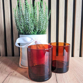 Pojemnik szklany do świec zalewanych AMBER / Brązowy / Bursztynowy 300 ml 6 sztuk