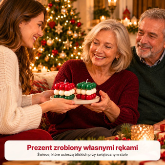 Zestaw do robienia DWÓCH ŚWIEC ŚWIĄTECZNYCH W TRZECH KOLORACH forma bąbelek