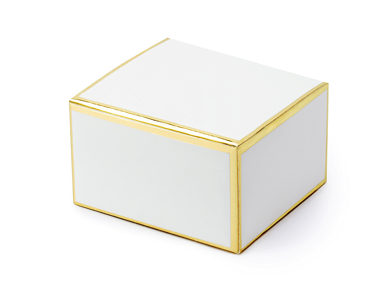 Białe opakowanie ze złotymi metalizowanymi brzegami 10 szt. 6x3,5x5,5cm