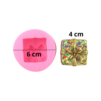 Forma silikonowa do świec i mydeł PREZENT 3D Z KOKARDĄ 4,2 cm – GH-FS149