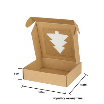 Karton pudełko świąteczne z choinką 15x15x5 cm do pakowania mydła, wosku, kul dekoracji 1 szt.