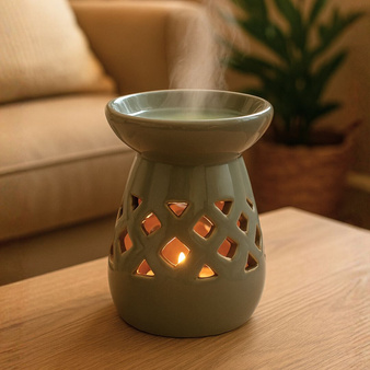 Kominek zapachowy ceramiczny do olejków aromaterapii wosków tealight szary