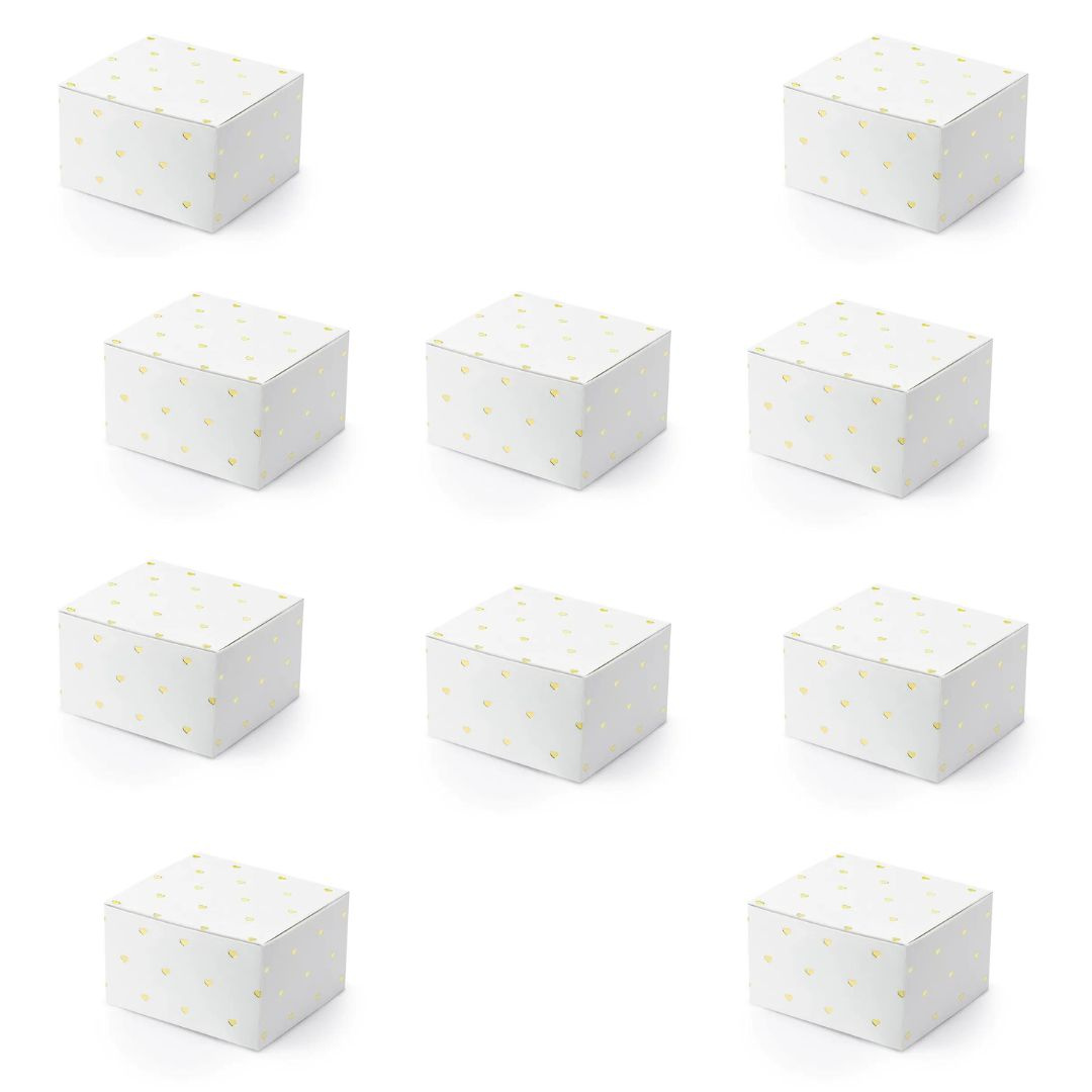 Białe pudełko ze złotymi serduszkami do mydła świec 10 szt. 6x3,5x5,5cm