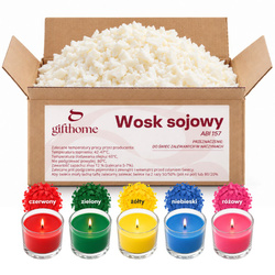 Zestaw POLSKI WOSK SOJOWY DO ŚWIEC ZALEWANYCH 4,5kg + 5 kolorowych barwników