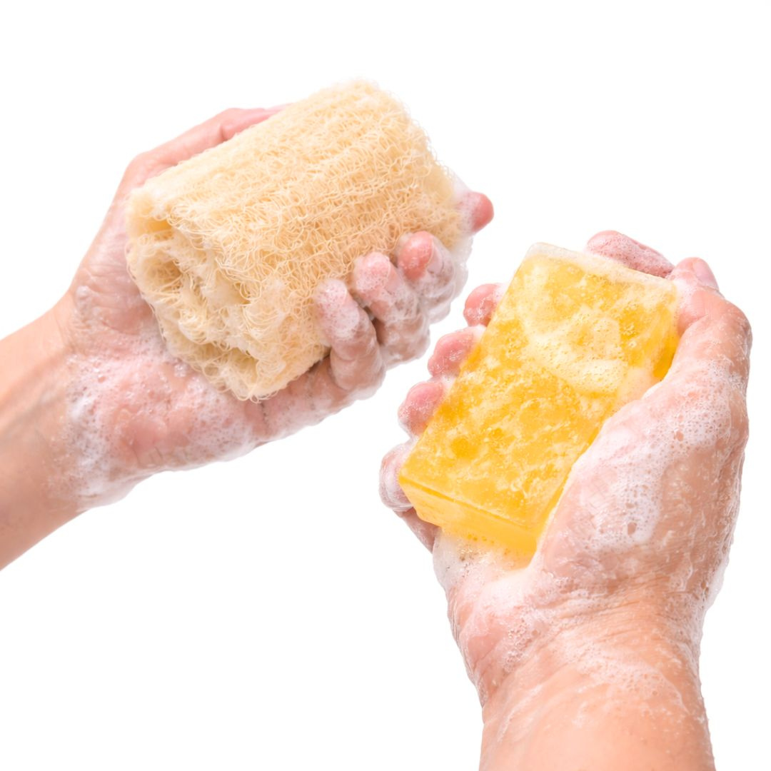 Gąbka Luffa naturalnie peelingująca krótka 13cm do mycia ciała i masażu