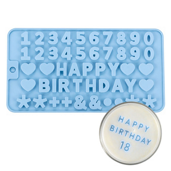 Forma silikonowa foremka HAPPY BIRTHDAY do świec wosku mydła na urodziny 49 elementów 