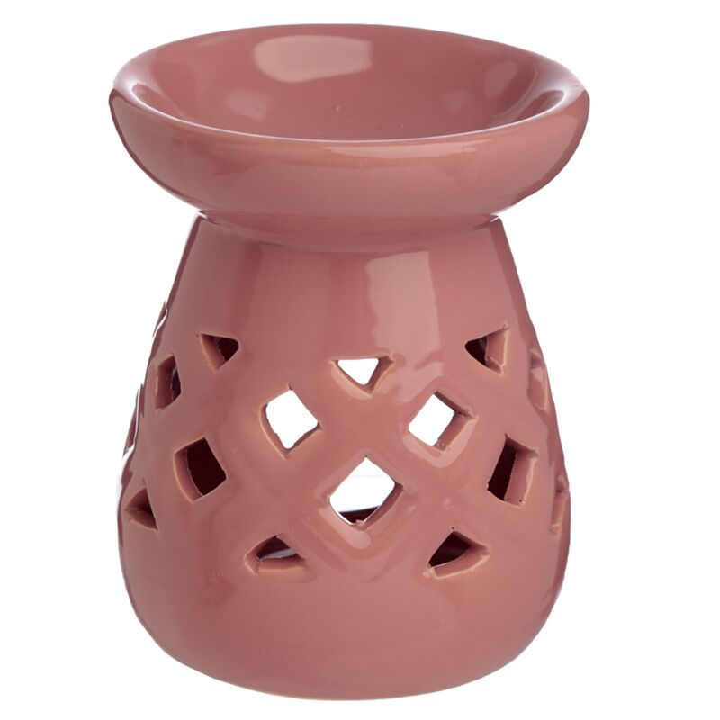 Kominek zapachowy ceramiczny do olejków aromaterapii wosków tealight ciemnoróżowy