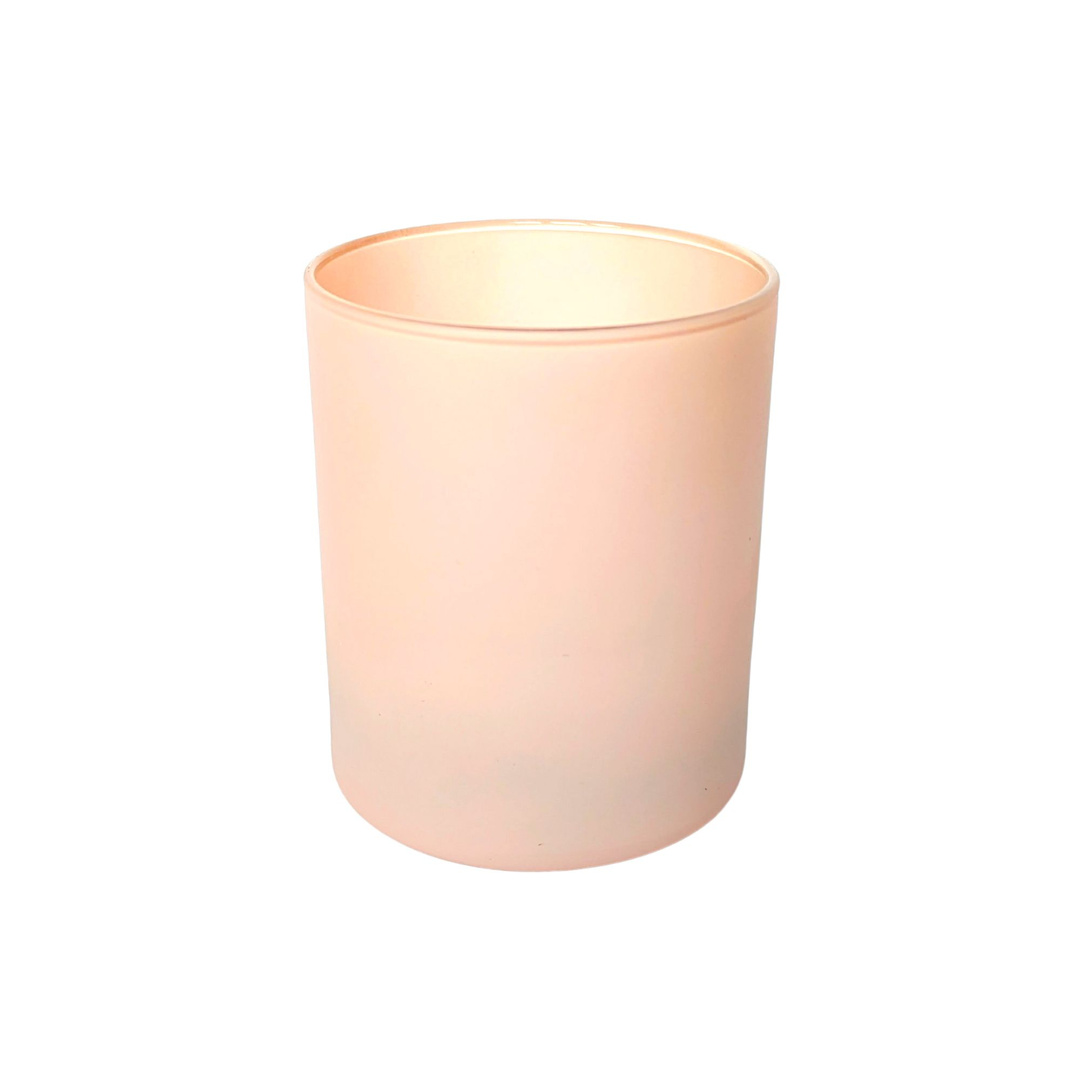 Szklane pojemniki na świece 300 ml różowy mat - 6 szt.