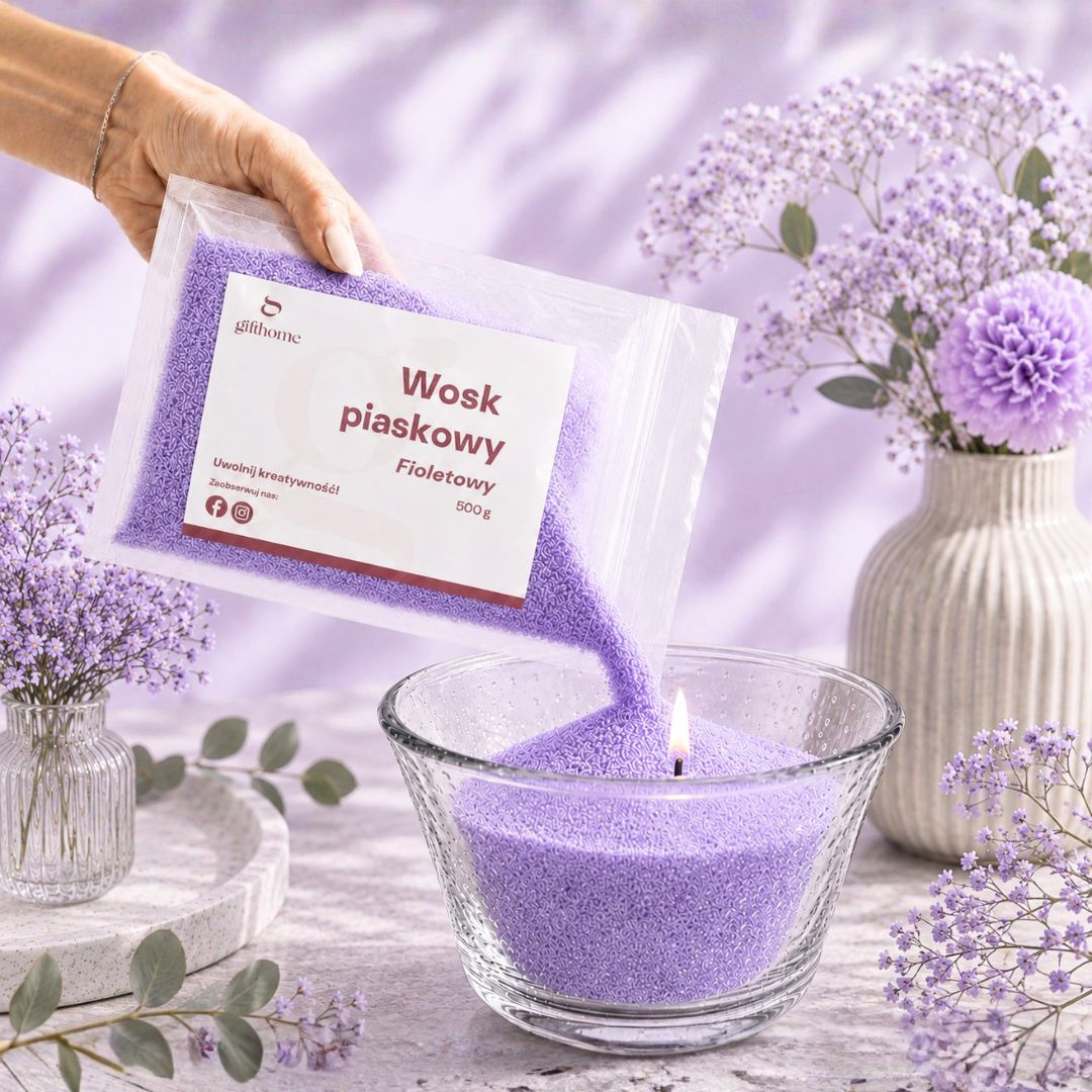 Zestaw DIY do robienia świec sypanych wosk perłowy SAND WAX 2x350ml FIOLETOWY