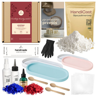 DUŻY zestaw do robienia trzech TACEK Z GIPSU polimerowego na PREZENT