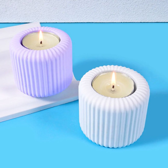 Forma silikonowa średni pojemnik na świecę tealight w paski do odlewów z gipsu GH-FS327