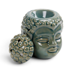 Duży kominek zapachowy ceramiczny na tealighty niebieski GŁOWA BUDDY