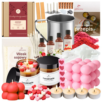 Mega zestaw do robienia świec Walentynki na prezent DIY wosk sojowy XXL