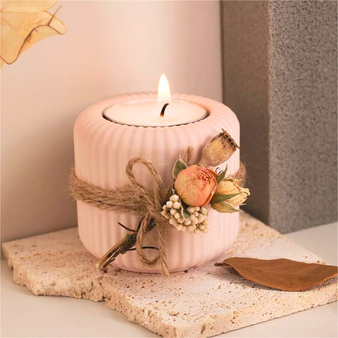 Forma silikonowa średni pojemnik na świecę tealight w paski do odlewów z gipsu GH-FS327