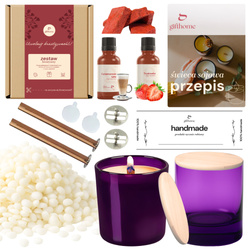 Personalizowany zestaw do świec DIY – drewniany knot i modny fiolet 2x300ml