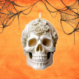 Forma silikonowa do świec i mydełek CZASZKA Z RÓŻĄ HALLOWEEN 1 szt. GH-FS250