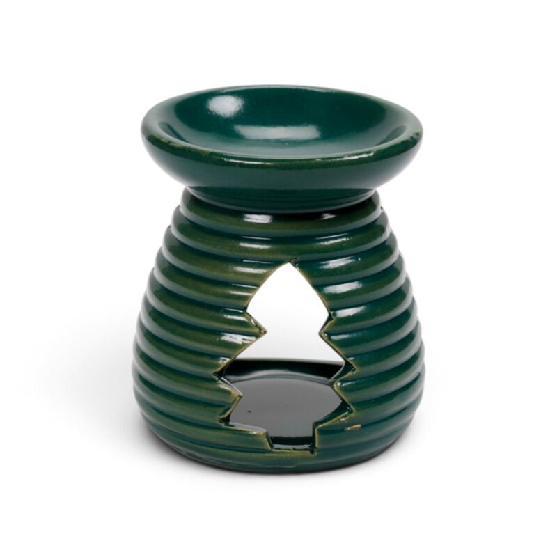 Zielony kominek zapachowy ceramiczny na tealighty ŚWIĄTECZNA WYCINANKA