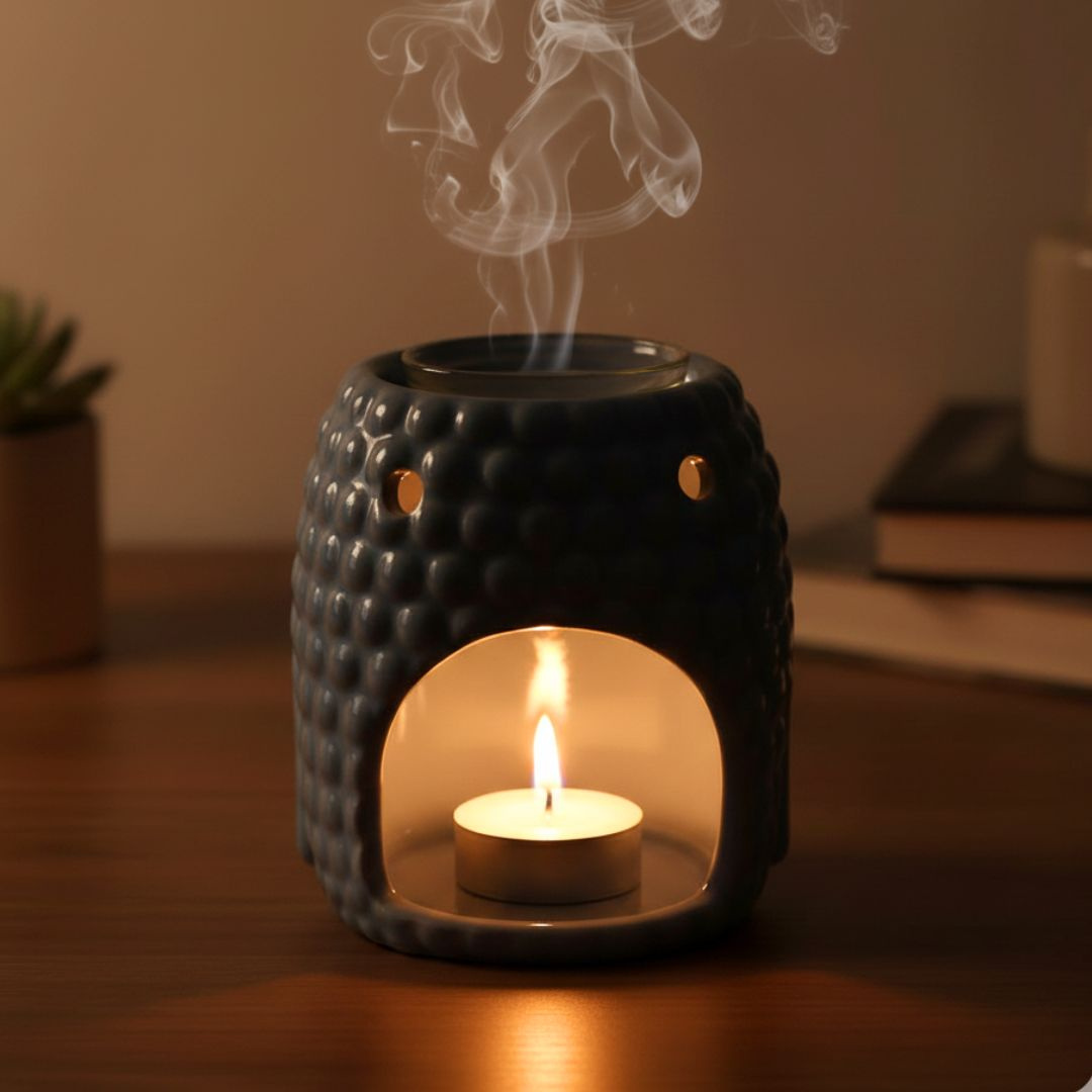 Kominek zapachowy ceramiczny granatowy GŁOWA BUDDY