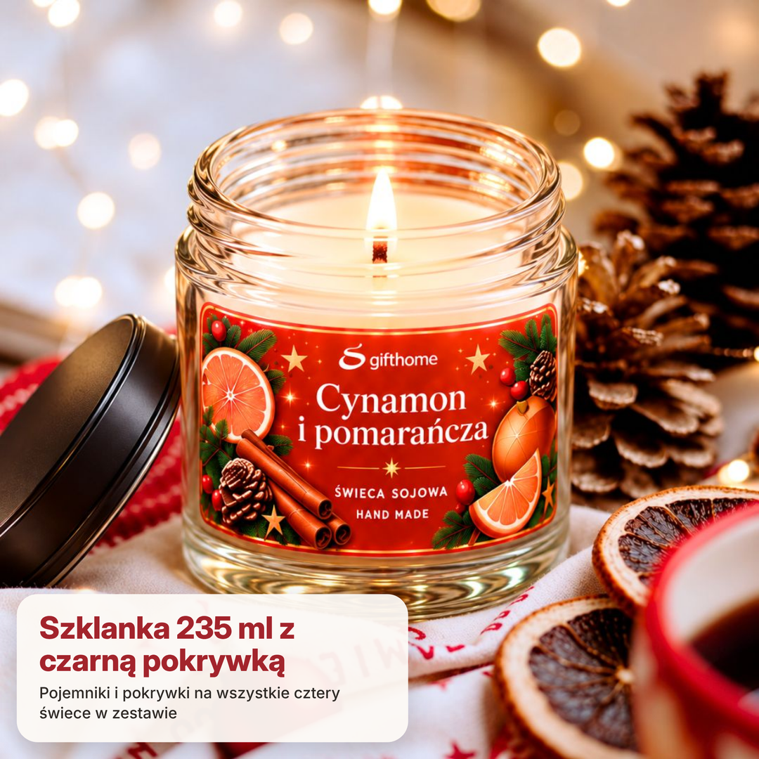 Zestaw do robienia świec z wosku sojowego ŚWIECE ŚWIĄTECZNE 4x235 ml