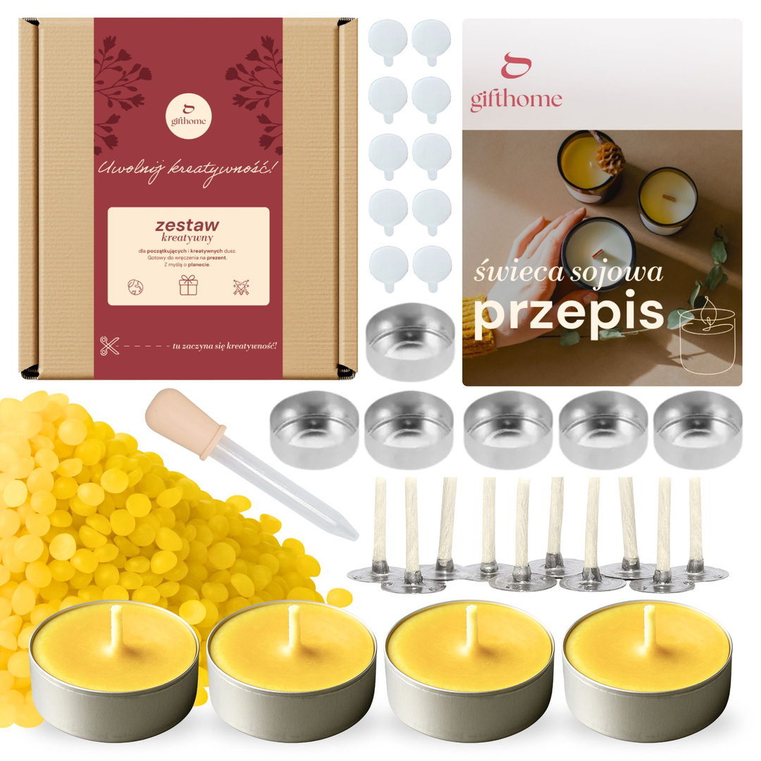 Zestaw do robienia 10 ŚWIEC TEALIGHT, domowe podgrzewacze z wosku pszczelego na kreatywny prezent DIY