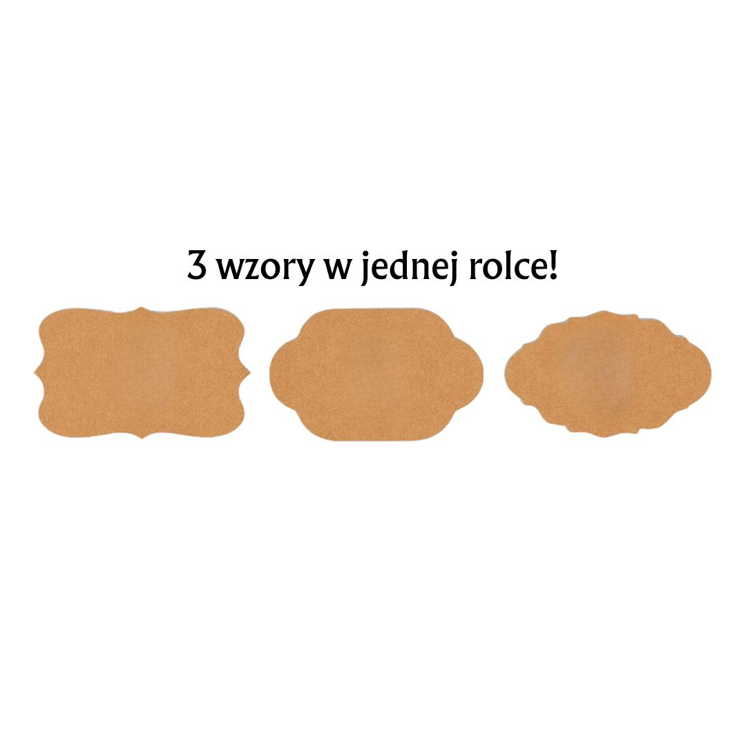 Naklejki kraftowe samoprzylepne do podpisania na słoiczki 3 wzory w rolce 300 szt.