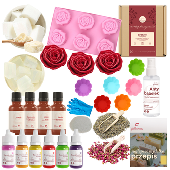Zestaw do robienia mydła ROMANTYCZNE RÓŻE kreatywny prezent DIY XXL