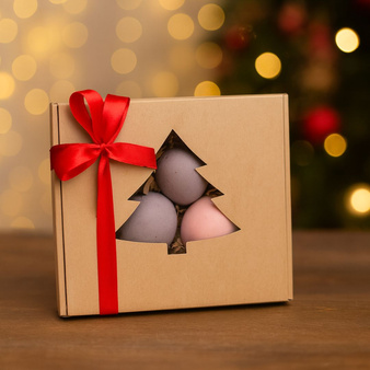 Karton pudełko świąteczne z choinką 15x15x5 cm do pakowania mydła, wosku, kul dekoracji 10 szt.