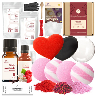 Zestaw NA WALENTYNKI do robienia musujących kul do kąpieli na romantyczny prezent 35w1 DIY