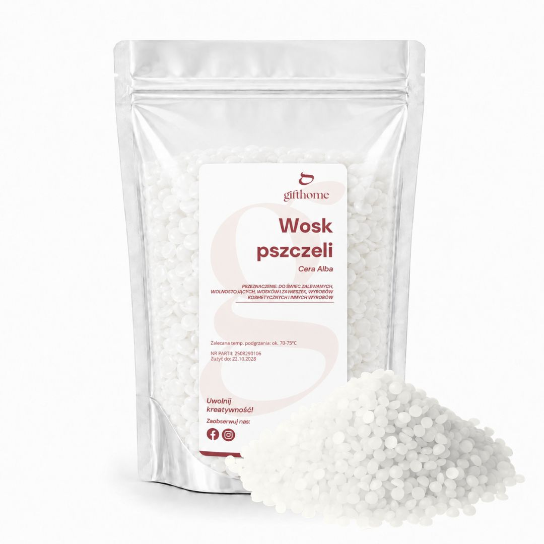 Wosk pszczeli naturalny biały bielony do świec, kosmetyków i masażu 250g