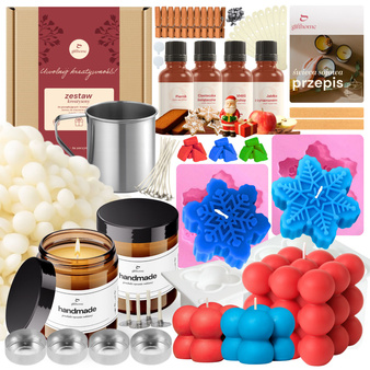 Mega zestaw do robienia świec święta na prezent wosk sojowy DIY 68w1 XXL