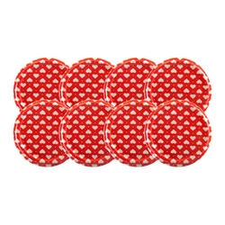 Zestaw nakrętek 8 szt. czerwone serca do pojemników szklanych do świec zalewanych