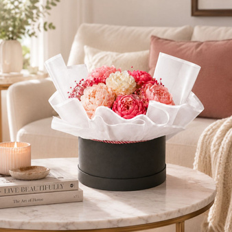 Folia florystyczna w rolce mrożona do flowerboxów bukietów prezentów biały pasek 50cm 8,20m