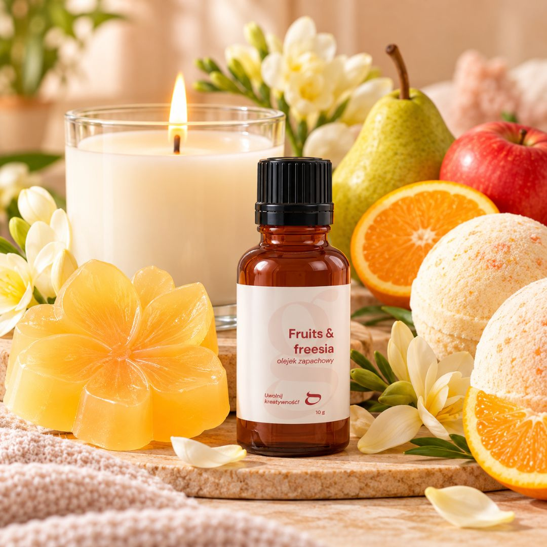 Olejek zapachowy owoce i frezja FRUITS & FREESIA do świec i mydła 