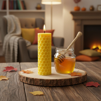 Zestaw do robienia 2 świec z wosku pszczelego WALEC PLASTER MIODU 3D na prezent urodziny