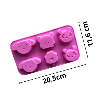 Forma silikonowa do mydła mydełek MISIE PIESKI PANDA 6 szt. GH-FS90