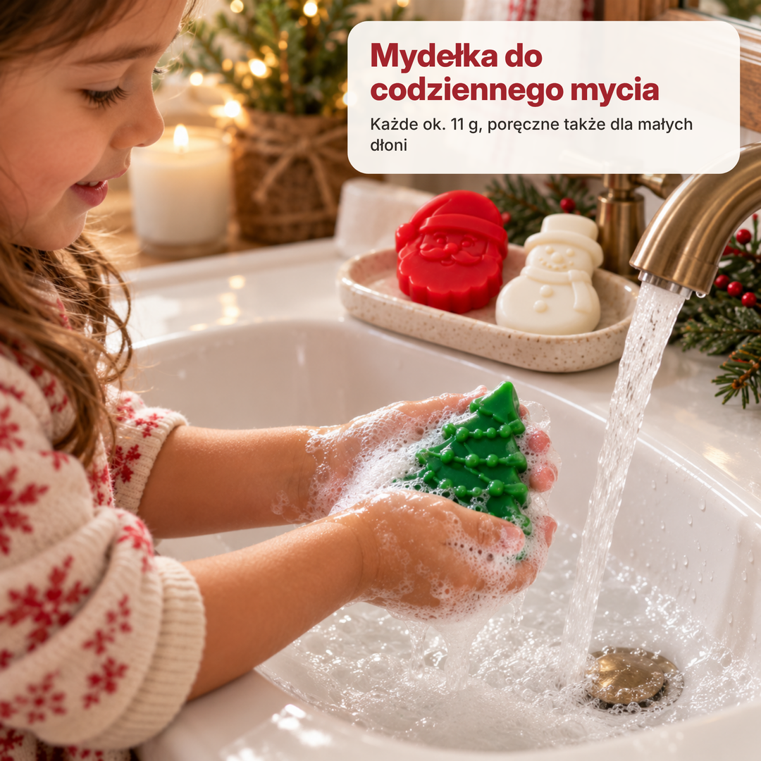 Zestaw do robienia świątecznych mydełek zawieszki na kran, forma + baza + barwniki