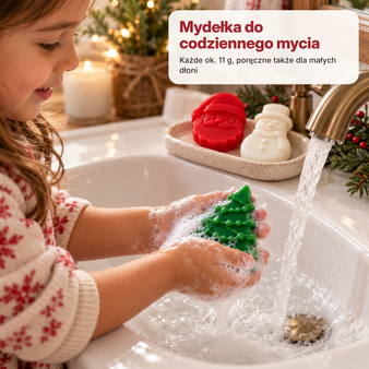 Zestaw do robienia świątecznych mydełek zawieszki na kran, forma + baza + barwniki