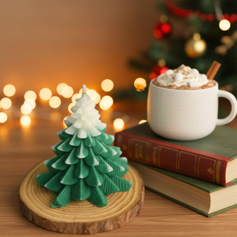 Zestaw kreatywny do robienia dwóch świec ŚWIĄTECZNE CHOINKI z wosku forma choinka na prezent DIY