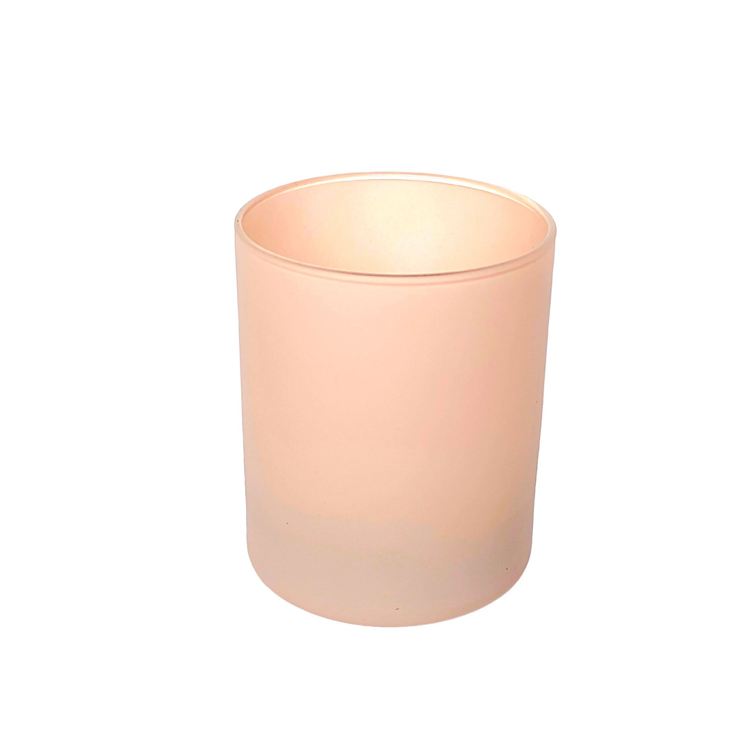 Szklane pojemniki na świece 300 ml różowy mat - 24 szt.