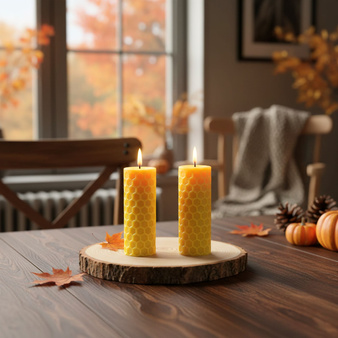 Zestaw do robienia 2 świec z wosku pszczelego WALEC PLASTER MIODU 3D na prezent urodziny