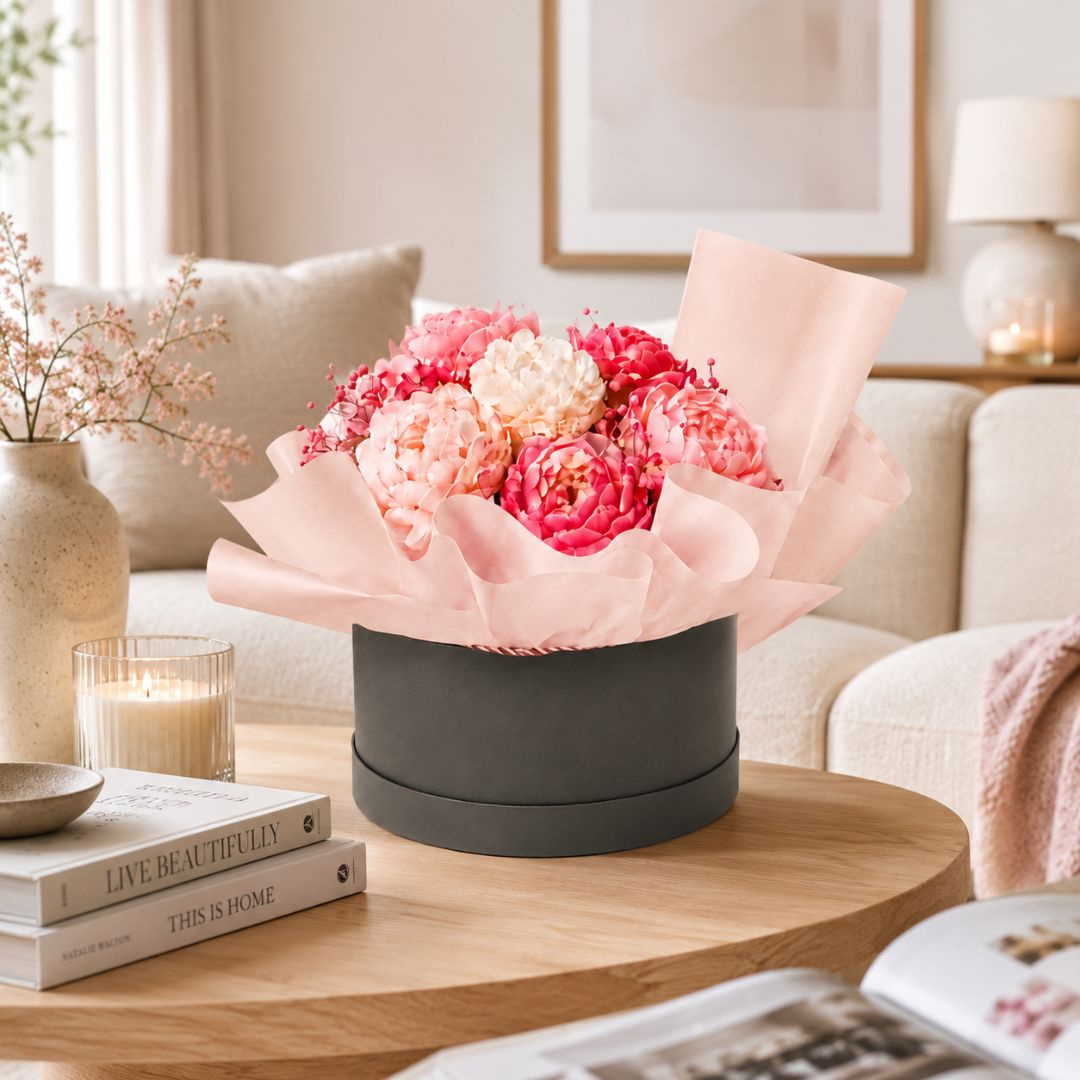 Folia florystyczna w rolce matowa gładka do flowerboxów i bukietów różowo-beżowa 50cm 8,20m