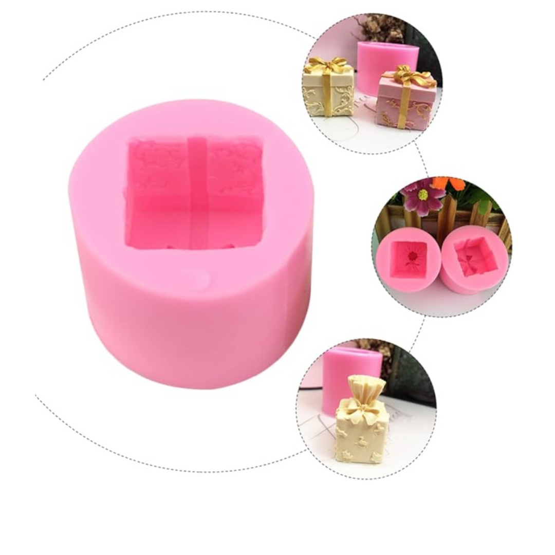 Forma silikonowa do świec i mydeł PREZENT 3D Z KOKARDĄ 4,2 cm – GH-FS149