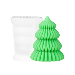 Forma silikonowa do świec MAŁA CHOINKA PRĄŻKOWANA 3D 7,9 cm – GH-FS264